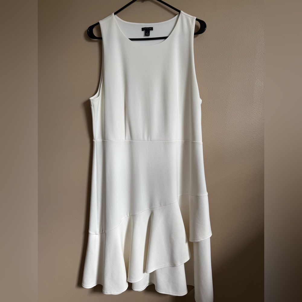 Ann Taylor Cream Sleeveless Midi Dress